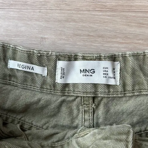 Mango  Regina Slouch Jeans Khaki Green Size 8