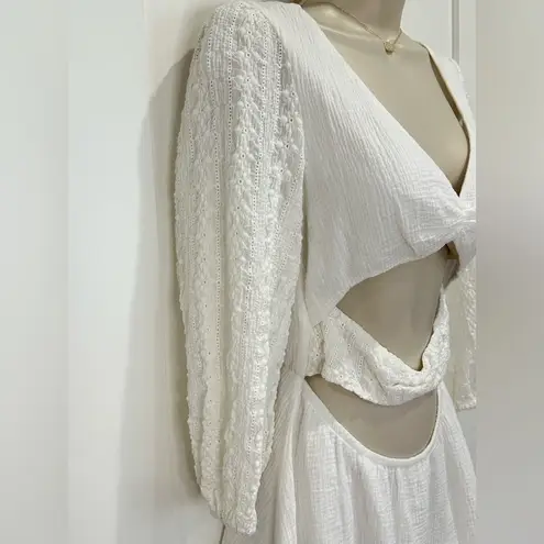 Majorelle Cambria Mini Dress White Cutout Long Sleeve Crochet Small Bridal Grad