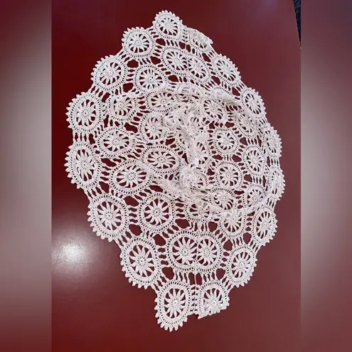 Womens Beige Crochet Poncho Cape Boho Hippie Festival Coachella fairycore osfm Size undefined