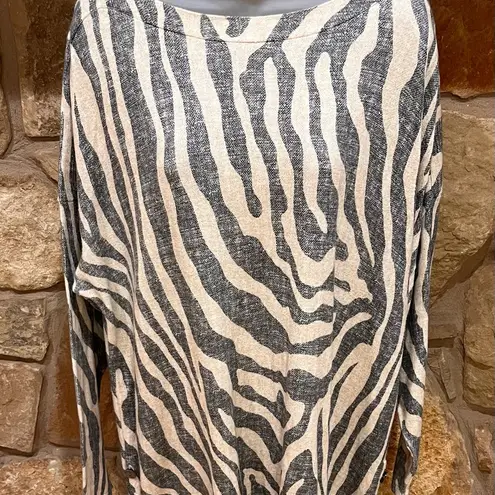 Chico's Chico’s Animal Print Zebra Light Pullover Sweater 2X Gray Ivory XXL 2X
