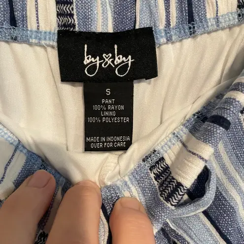 By & By Size Small Navy Blue White Stripe Tie Wrap Pant Women