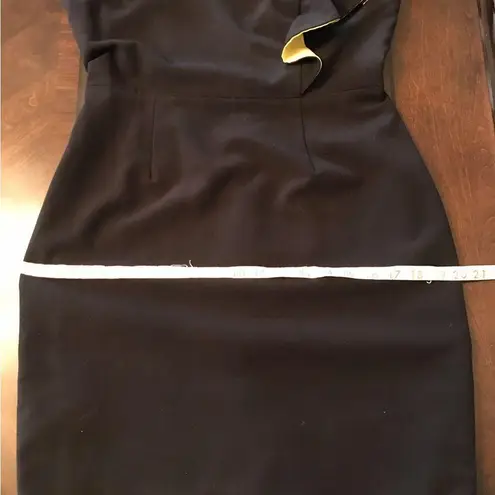 Black and Chartreuse Pencil Dress with Ruffle Detail Sz 8