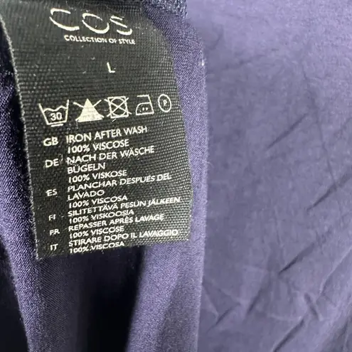 COS Navy Blue Flowy Sleeveless Pocket Tee Blouse Size Large