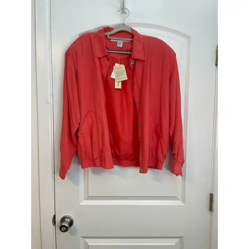 Vintage Melrose Silk Studio Jacket Small Silk Coral Granny Core Old Money NWT Pink