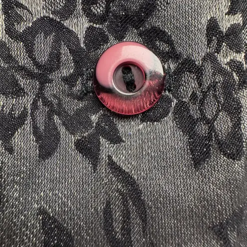 Classique Collections Women's Floral Vest Size S Pink Button V Neck Formal Black