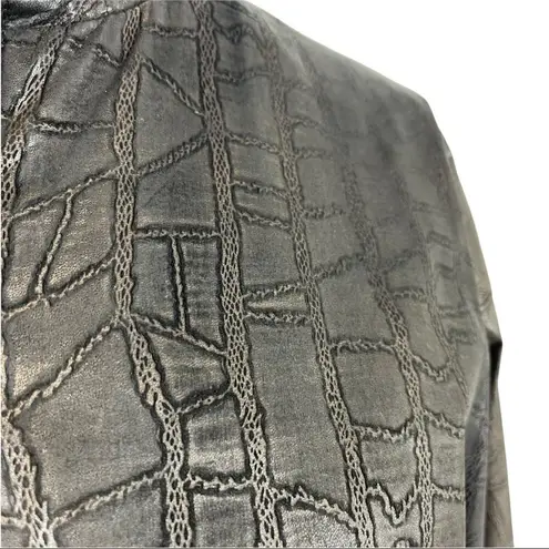 VTG Comint Leather Jacket with croc details and shoulder pads Size Large Brown