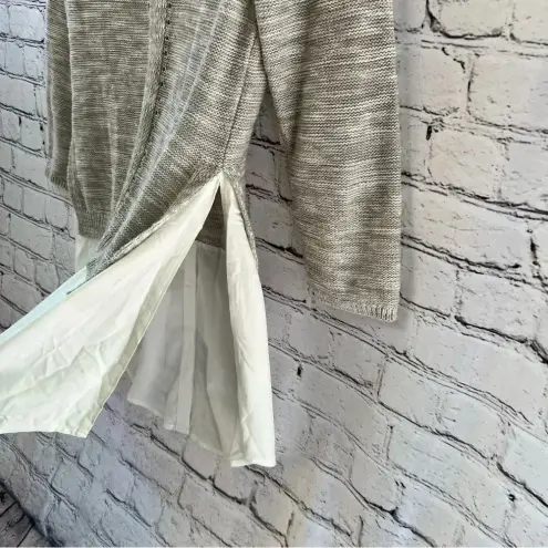 Moth Anthropologie Mixed Media Sweater Blouse Gray and White Size‎ Medium