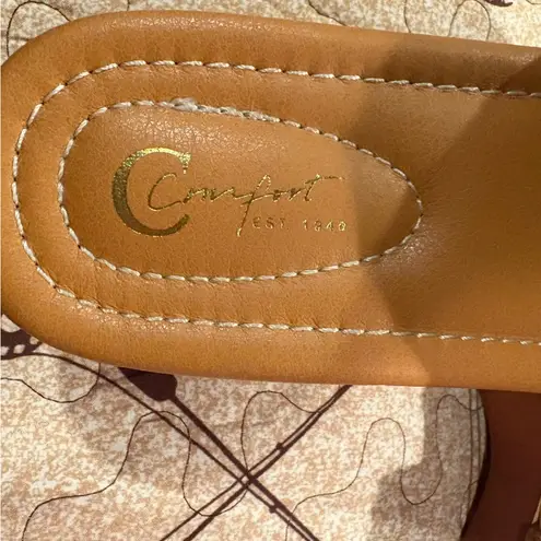 Cato C est 1946 Comfort Suede Look Fringe Wood 2 Inch Heel Slides 9M Brown Size 9