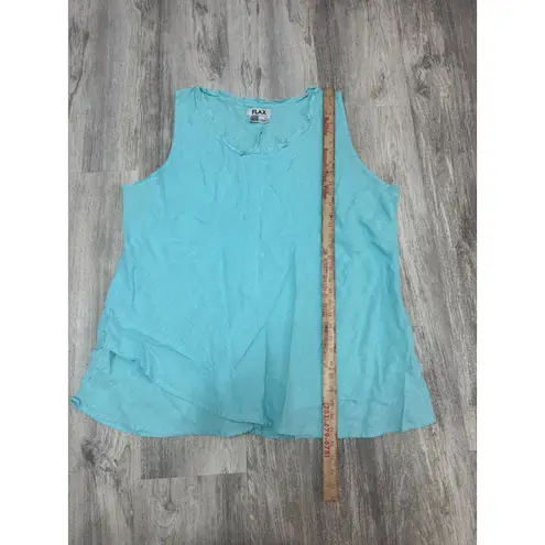 Flax Linen Tank Top Sleeveless Aqua Blue Women's Size 3G (24-26)
