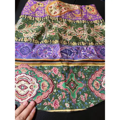 ZARA  Floral Paisley Asymmetrical Mini Silky Satin High-Waisted Skirt small