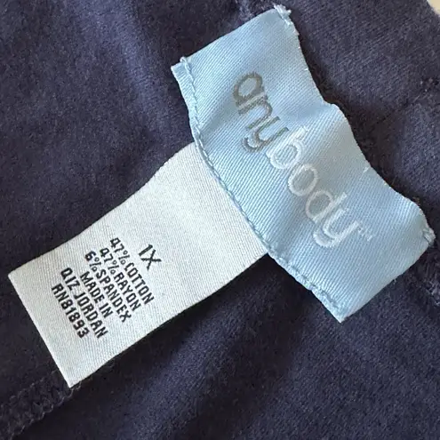 AnyBody Navy Cozy Knit Cropped Jogger Pant Size 1X Blue