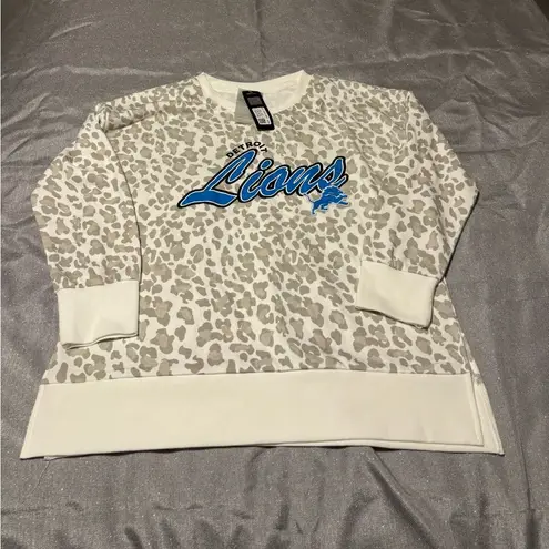Gameday Couture Detroit Lions Leopard Print Sweatshirt NWT White Size M - Image 1