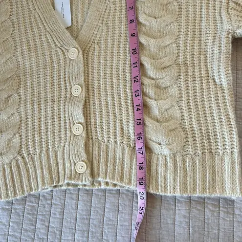 American Eagle NWT Aeo Oversized V-Neck cream cableknit chunky button down Cardigan sweater S​