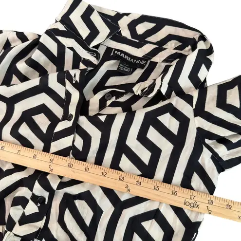 Marianne Midi Dress Womens Statement Piece Geometric Print Size 1X Black Flowy