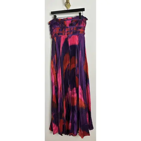 Hutch Sabina Floral Tiered Plissé Gown in Purple Brushstroke Size US 6