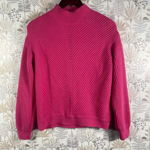 Marine layer Pink Ribbed Mock Neck Sweater Women's Size S Cotton Wool Blend