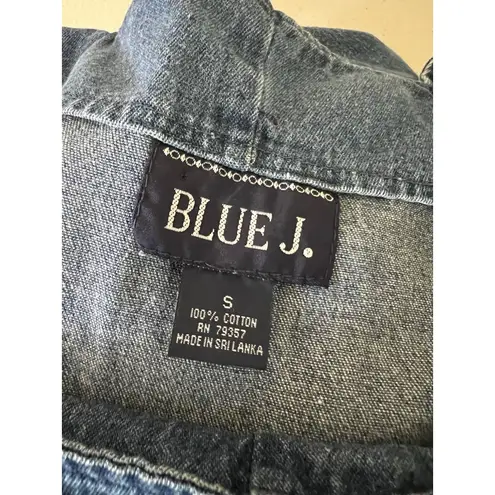 Vintage Blue J Jumper Dress Womens Small 100% Cotton Denim Shift Fish Print Boho