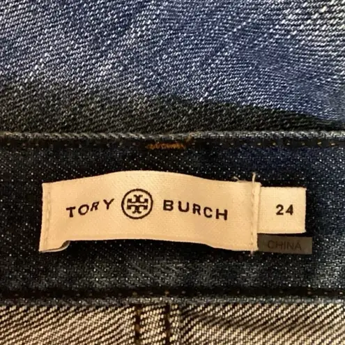 Tory Burch  Blue Medium Wash High Rise Faded Denim Straight Leg Jeans Size 24