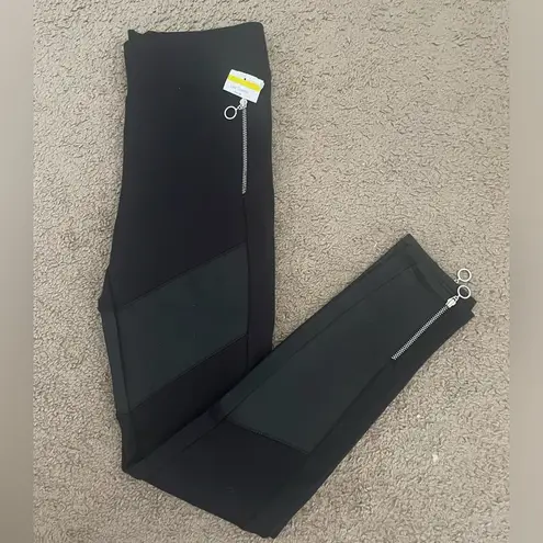 ALLSAINTS NWOT All Saints Terro Paneled Black Leggings with Zippers, Elastic Waist