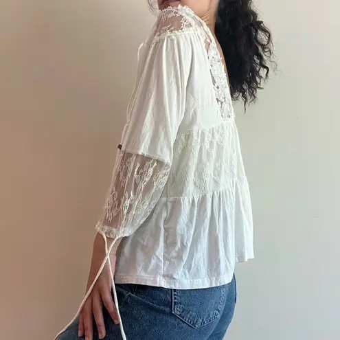 boho blouse lace no size tag White Size L