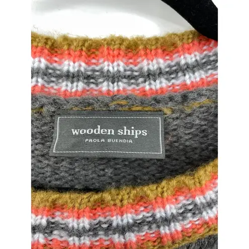 Wooden Ships  Womens Size X/S Sweater Crewneck Pullover Gray Cameron Stripe Knit