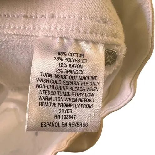 Thalia Sodi Size Lrg Stright Leg Gold Buttons Pockets Cotton Spandex Pants White