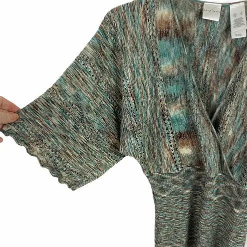 Emma James Emma E James Metallic Multi Color Knitted Winged Sleeve Sweater Size Small