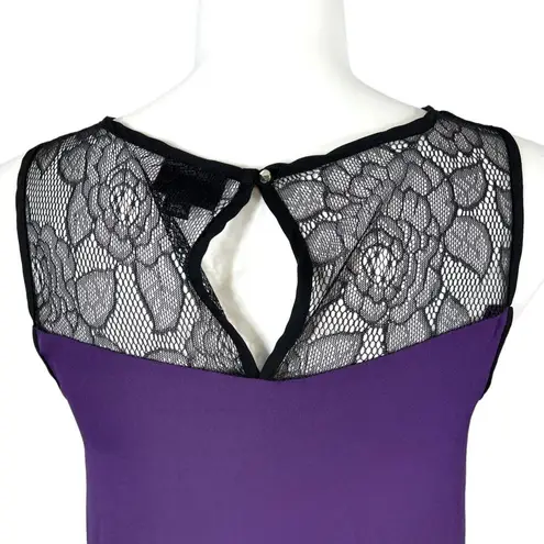 Mossimo Womens Blouse Top Flyaway Nearly Sheer Lace and Chiffon Purple Large