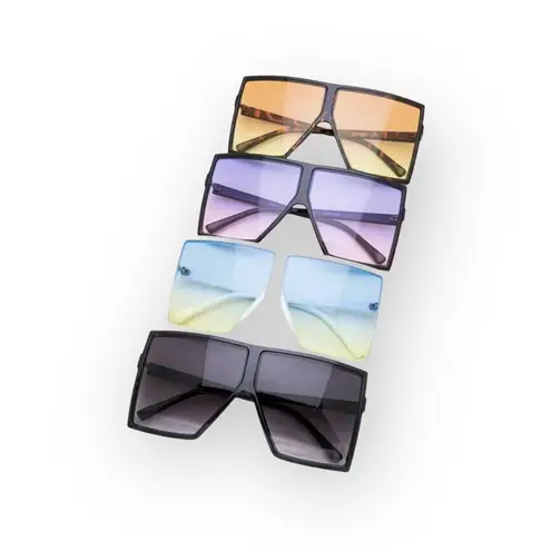 new Oversize Retro Flat Top Translucent Sunglasses ☀︎︎ Black / Blue Pink Lens