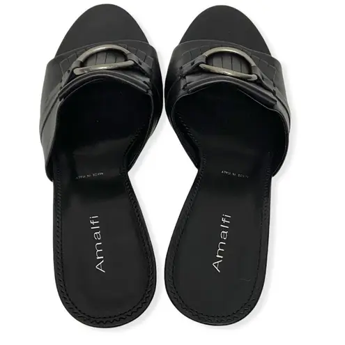 Amalfi Black Italian Leather Fringe Slip On Heel Size 9