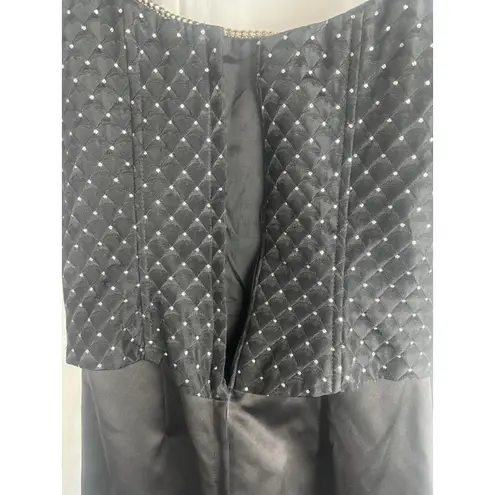 Jessica McClintock GUNNE SAX Formal Corset Maxi Satin 5 Black Rhinestone Dress