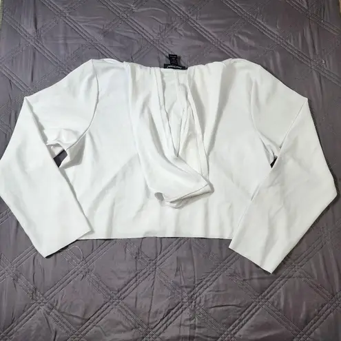 Ashley Stewart Womens 18/20 White Cropped Hooded Shirt NWT Boho Ties Lightweight