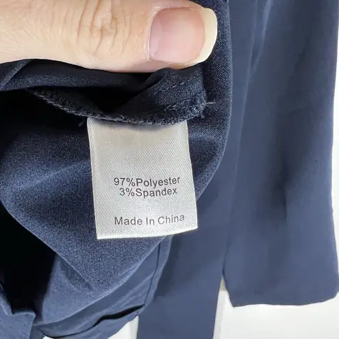 Tuckernuck NEW Navy Faye Preppy Bow Ruffle Collar 3/4 Sleeve Blouse Size Large Blue