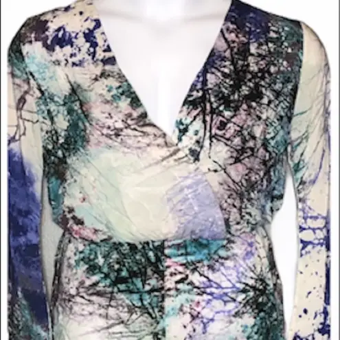 Etnafele White Floral Faux Wrap Romper Medium Bell Sleeve V