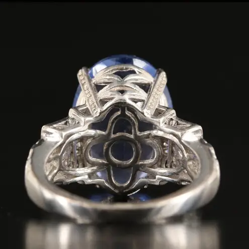 FINE STERLING SILVER 925 TOPAZ & TANZANITE STATEMENT RING (8) Purple