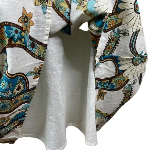 Chaudry Dress Medium Lightweight Summer Midi Sleeveless Dress Teal Floral New