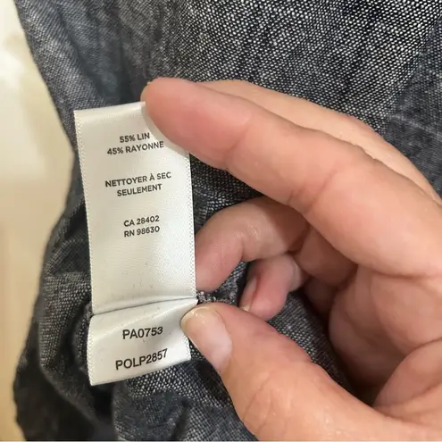 Lilla P Charcoal and Navy Linen Blend Dress with Tie Accents Size Medium Gray