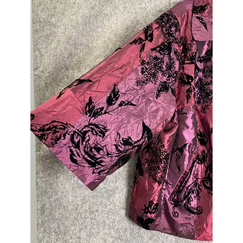 Susan Graver Vintage Pink Velvet Burnout Patchwork Jacket Crinkle Satin 2X Y2K - Image 6