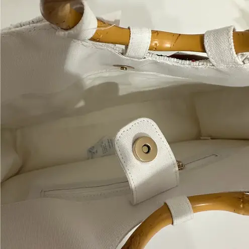 SOL + MER NWT Strawberry Beaded Viral Purse Handbag w Bamboo Handles White Strap