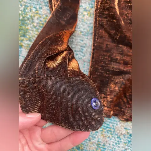 Vintage sheer shimmer bronze button down long sleeve cardigan set, size medium