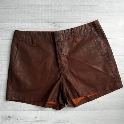 J Brand  Brown Wax Coated Denim Leather Look Shorts Size 27