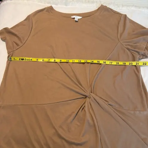 Modal Blend Sandwash Twist Tee Shirt Top Women’s Size XL 16/18 Neutral Classic Brown