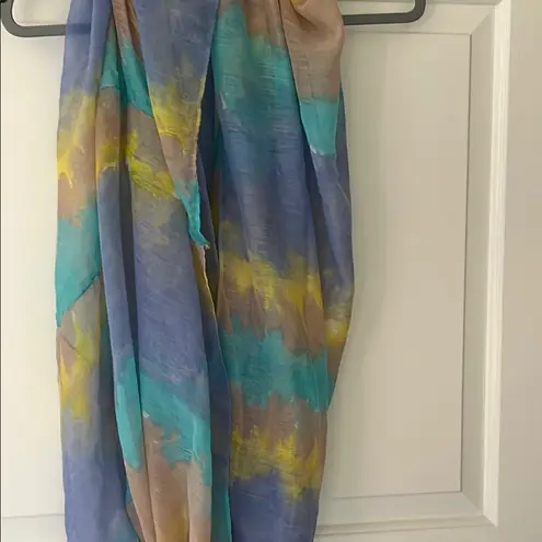 Multicolor Infinity Lightweight Scarf with Pastel Colors Blue