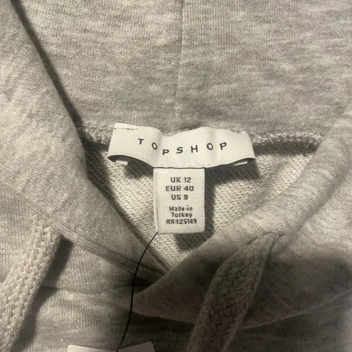 Topshop NWT Top shop Dress Womens 8 Sweatshirt Gray Fitted Hooded Long Sleeve Comfort