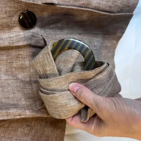 Austin Reed Light Brown 100% Linen Tunic Boyfriend Jacket Lightweight Size 10