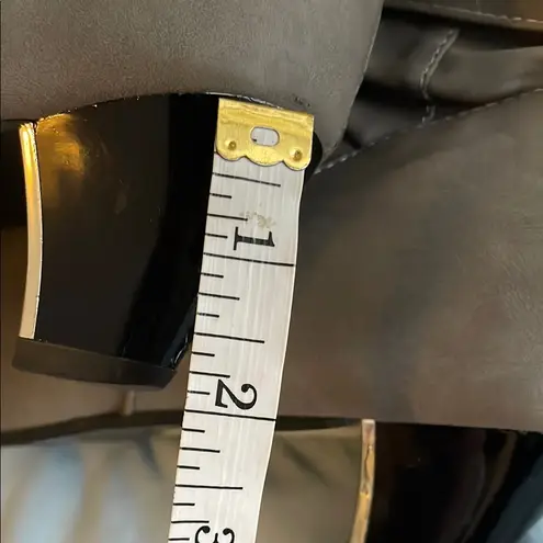 Women Gray Faux Suede Heeled Boots with Slouchy Design and Silver Buckles Size undefined