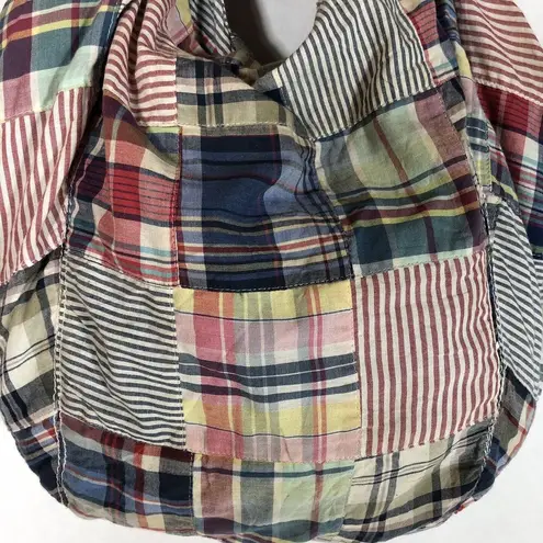 Tommy Hilfiger  Patchwork Madras Two Handle Bag 15" Inch Wide Retro Preppy