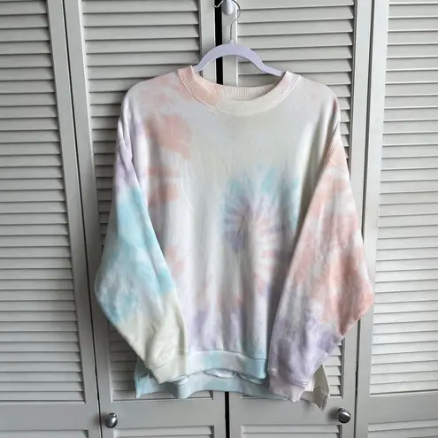 American Eagle AEO Jegging Fit Crewneck Sweatshirt Oversized Pastel Tie Dye Ahh-mazingly Soft