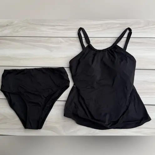 Jantzen Audry Tankini Bikini Top & Comfort Core Bikini Bottoms Black Size 8 NWT