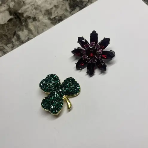 Lot Of 2 Rhinestone Costume Brooch Pins